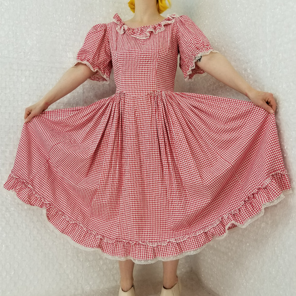Vintage Dresses & Skirts - SOLD 🌈 1970s houndstooth square dance dress